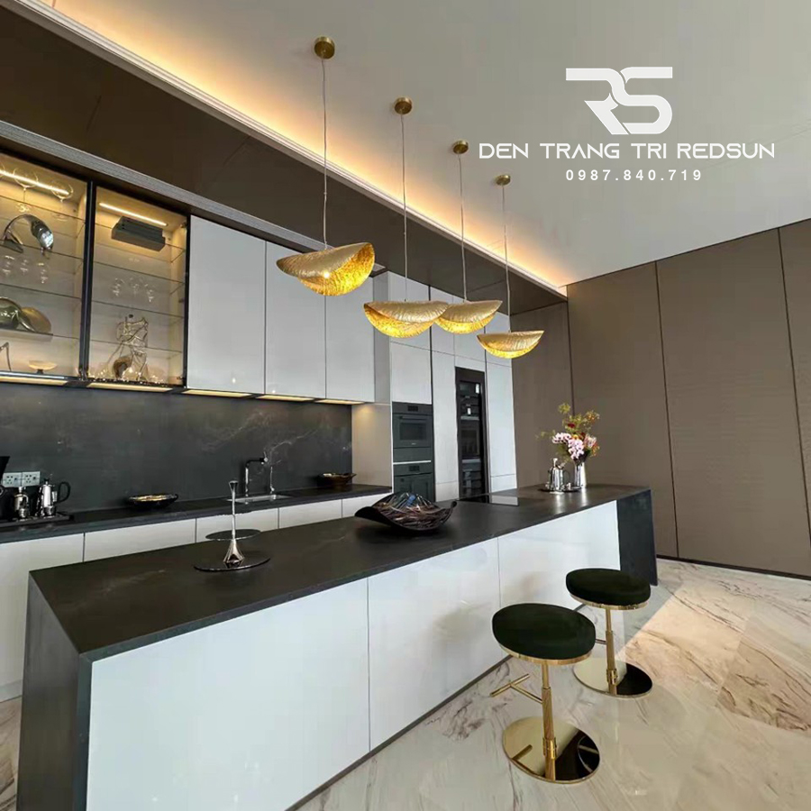 Đèn Thả Trần Hiện Đại Bắc Âu Lá Sen Đồng CDT-T037