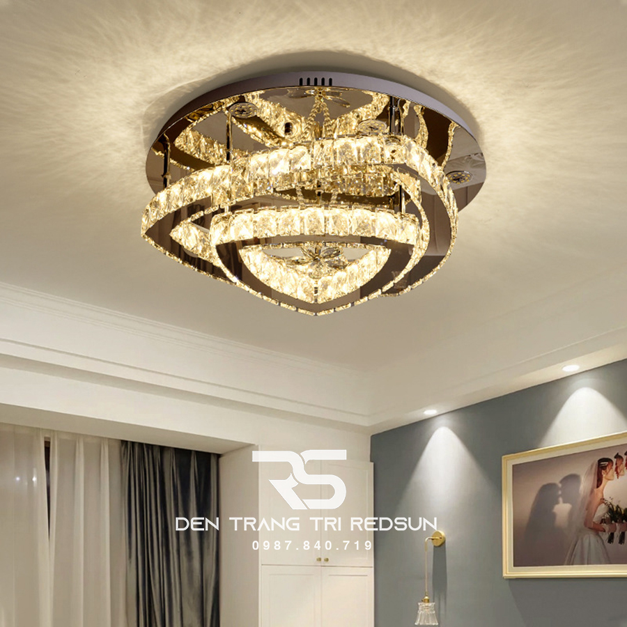 Đèn Mâm Pha Lê Ốp Trần Phòng Khách Hiện Đại M9207
