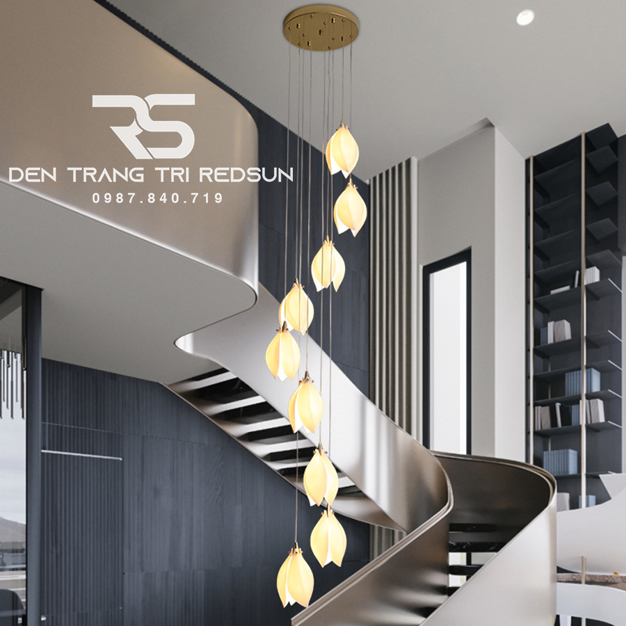 Đèn Thả Phong Cách Hiện Đại Hoa Mộc Lan Lắp Phòng Khách, Sảnh Chờ, Cầu Thang Thông Tầng HTK052