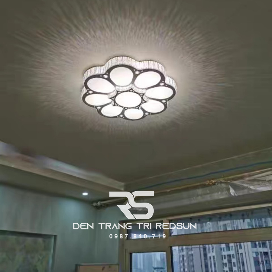 Đèn Mâm Mica Pha Lê Ốp Trần Phòng Khách Hiện Đại MKPL-043