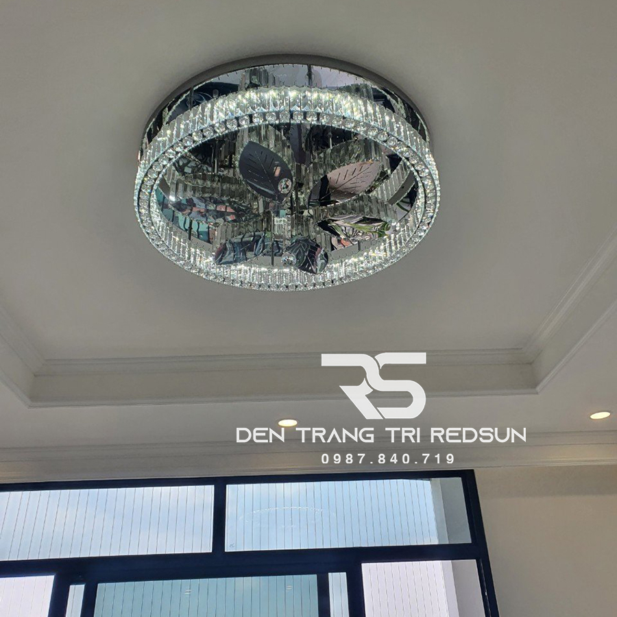 Đèn Mâm Mica Pha Lê Ốp Trần Phòng Khách Hiện Đại MKPL-083