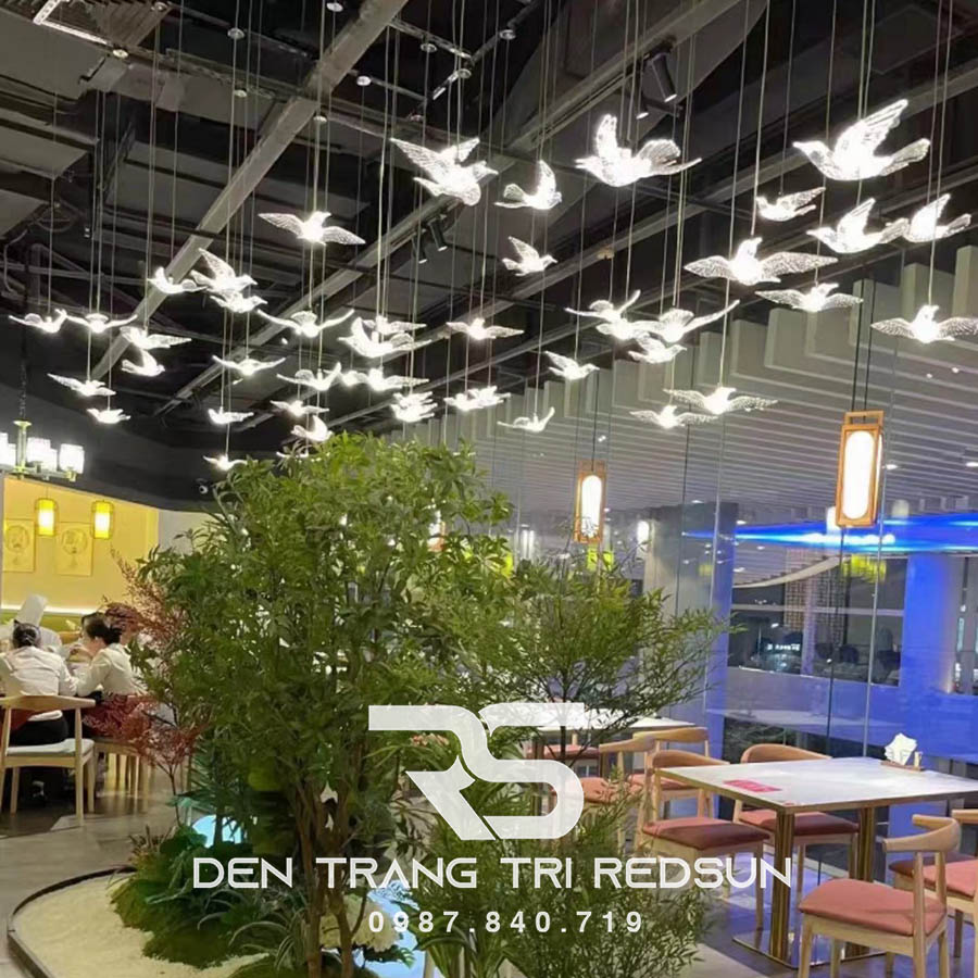Đèn Thả Trần Chim Bồ Câu Hiện Đại Lắp Thông Tầng Cầu Thang, Phòng Khách, Bàn Ăn HTK034