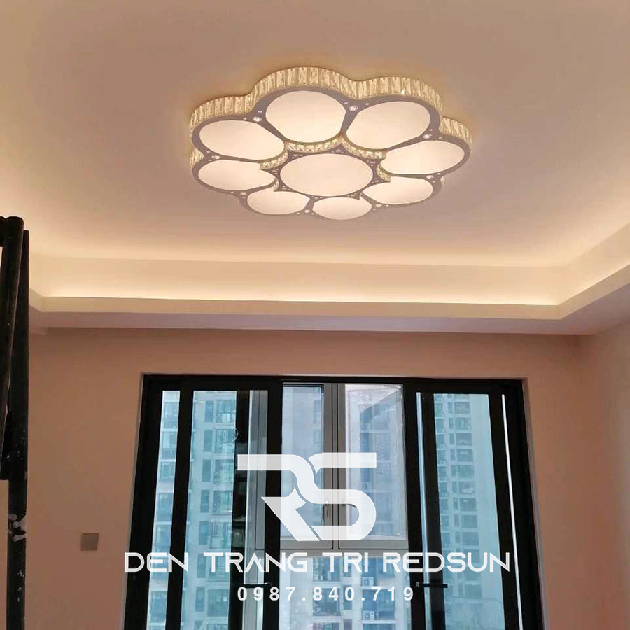 Đèn Mâm Mica Pha Lê Ốp Trần Phòng Khách Hiện Đại MKPL-043