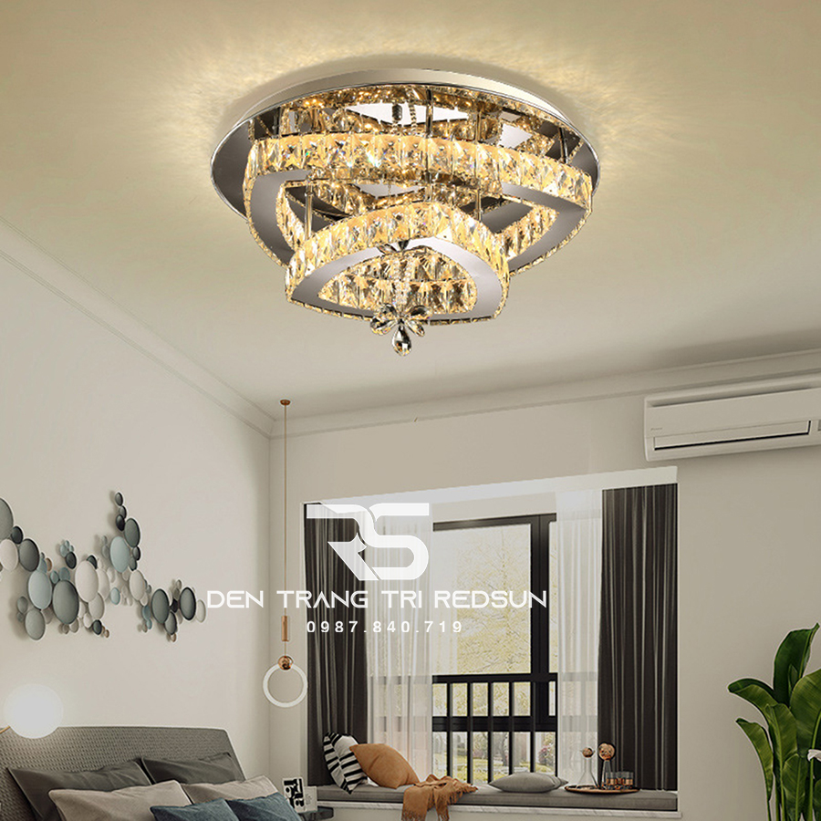 Đèn Mâm Pha Lê Ốp Trần Phòng Khách Hiện Đại M9207