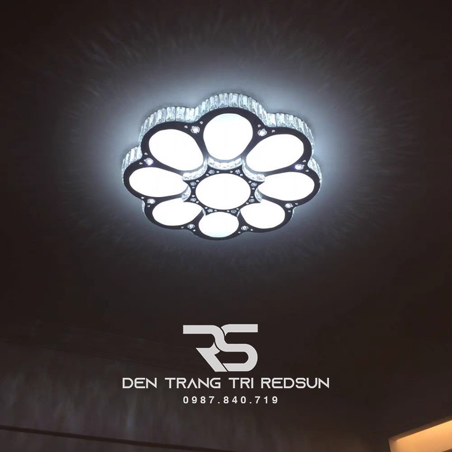 Đèn Mâm Mica Pha Lê Ốp Trần Phòng Khách Hiện Đại MKPL-043