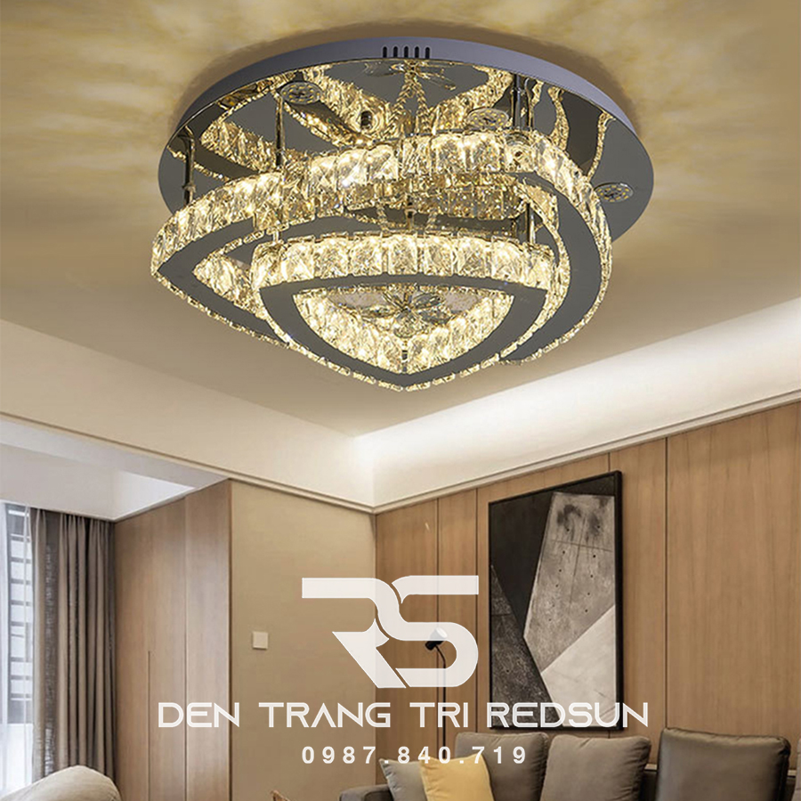 Đèn Mâm Pha Lê Ốp Trần Phòng Khách Hiện Đại M9207