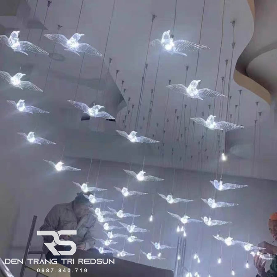 Đèn Thả Trần Chim Bồ Câu Hiện Đại Lắp Thông Tầng Cầu Thang, Phòng Khách, Bàn Ăn HTK034