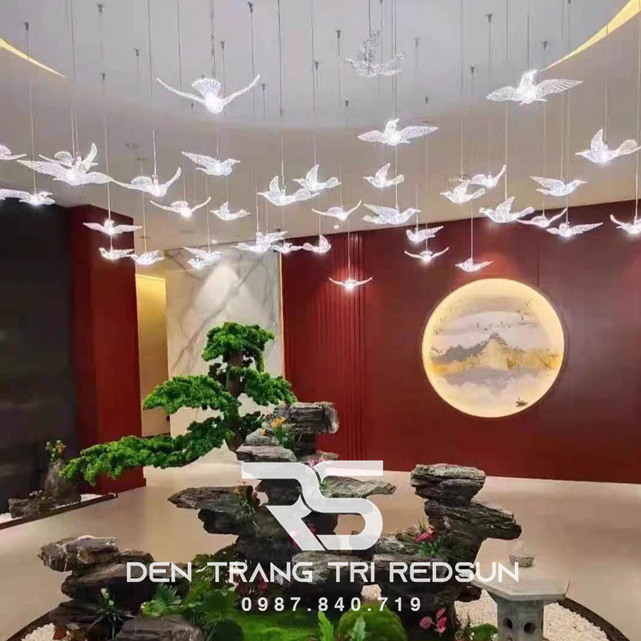 Đèn Thả Trần Chim Bồ Câu Hiện Đại Lắp Thông Tầng Cầu Thang, Phòng Khách, Bàn Ăn HTK034