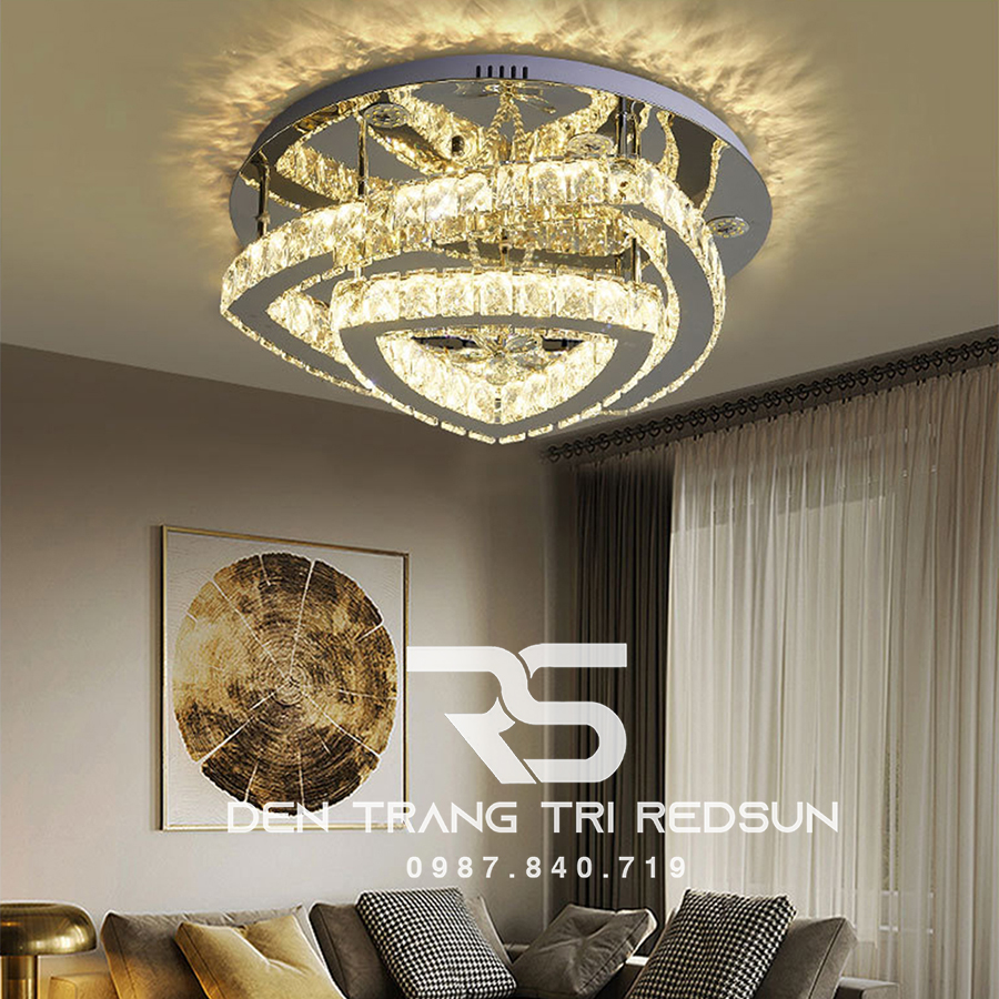 Đèn Mâm Pha Lê Ốp Trần Phòng Khách Hiện Đại M9207