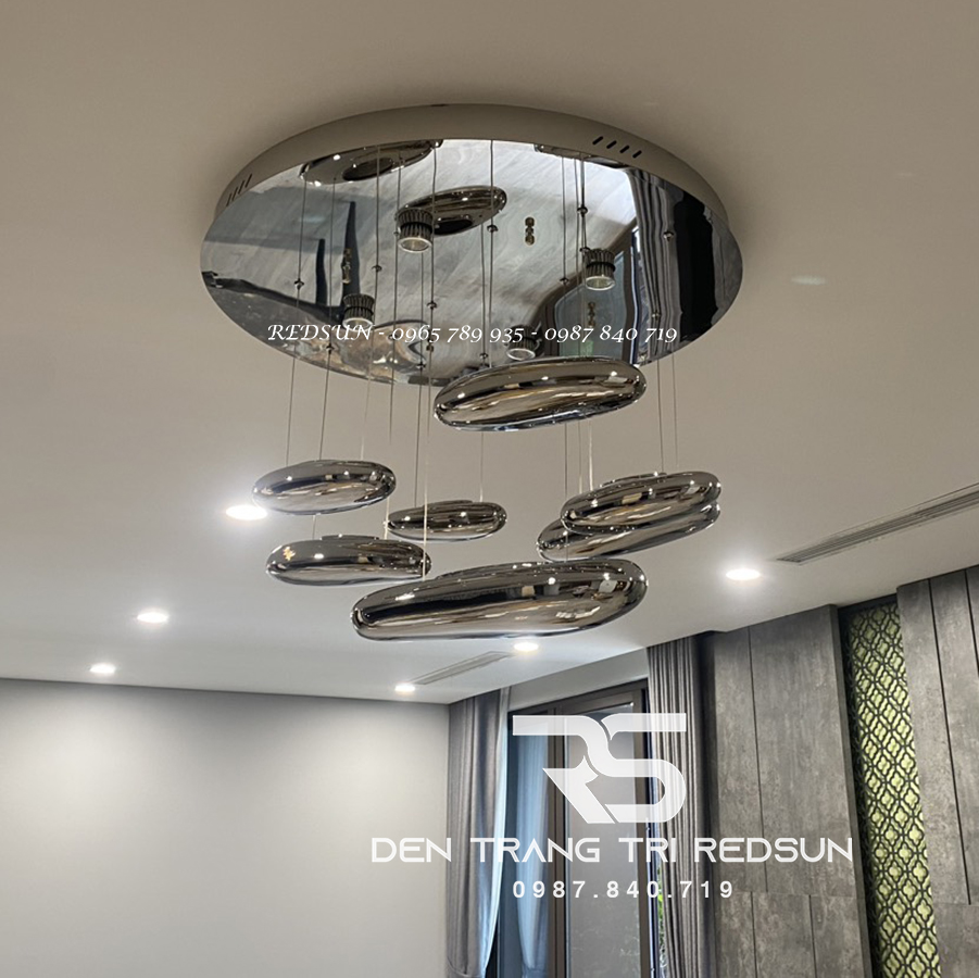 Đèn Thả Phòng Khách Hiện Đại Thuỷ Tinh Giọt Nước Đen Phong Cách Italia DC-T080