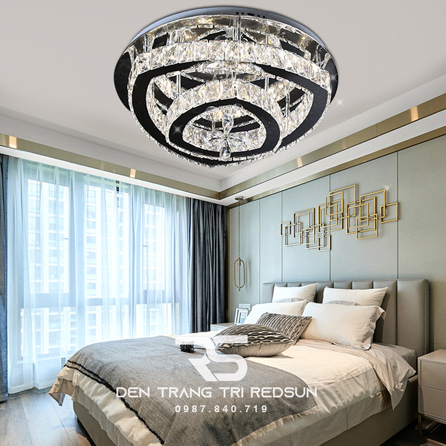 Đèn Mâm Pha Lê Ốp Trần Phòng Khách Hiện Đại M9207