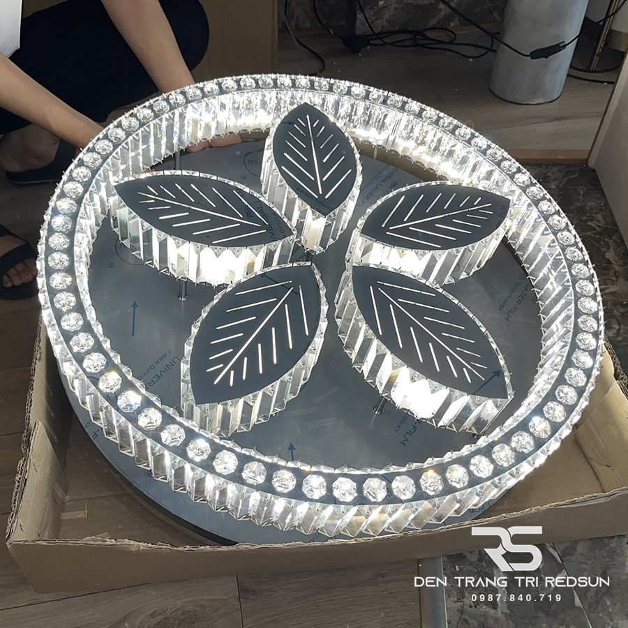 Đèn Mâm Mica Pha Lê Ốp Trần Phòng Khách Hiện Đại MKPL-083