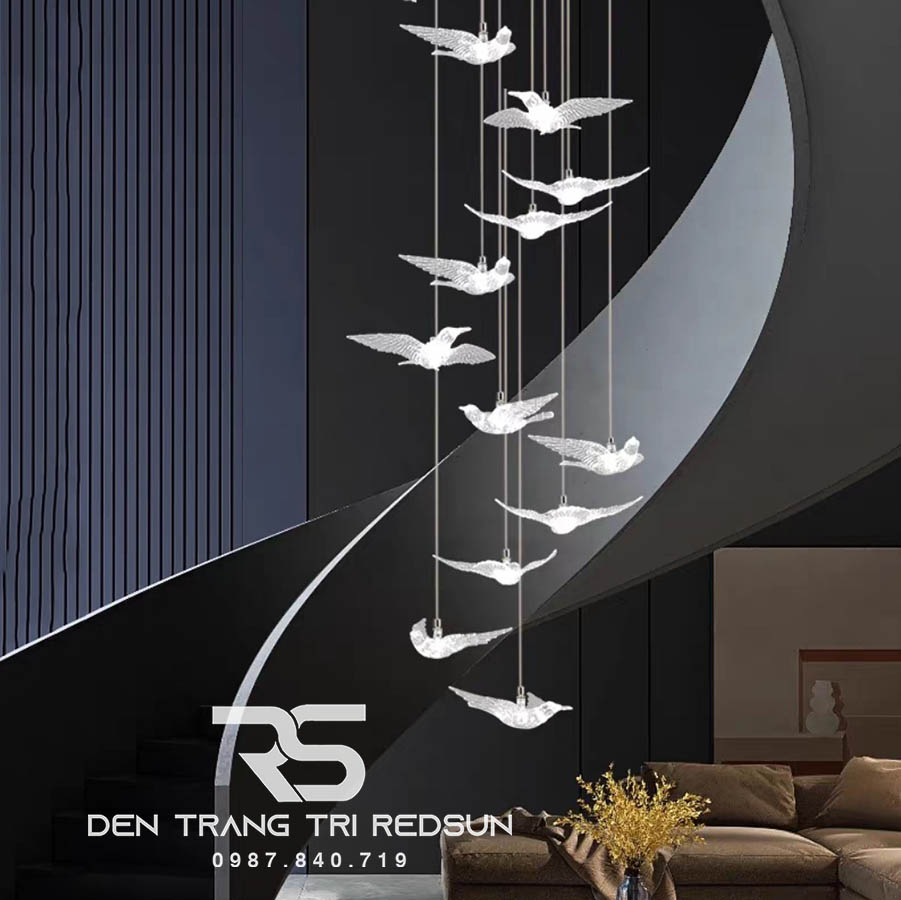 Đèn Thả Trần Chim Bồ Câu Hiện Đại Lắp Thông Tầng Cầu Thang, Phòng Khách, Bàn Ăn HTK034
