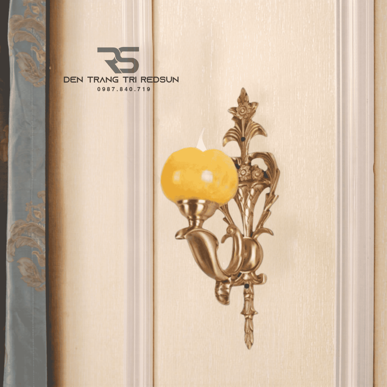 Đèn Tường Nến Chất Liệu Đồng Đá Phong Cách Cổ Điển DT-C633/1