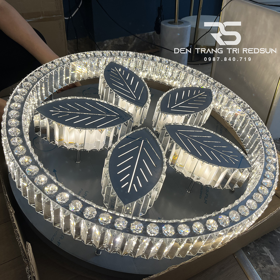 Đèn Mâm Mica Pha Lê Ốp Trần Phòng Khách Hiện Đại MKPL-083