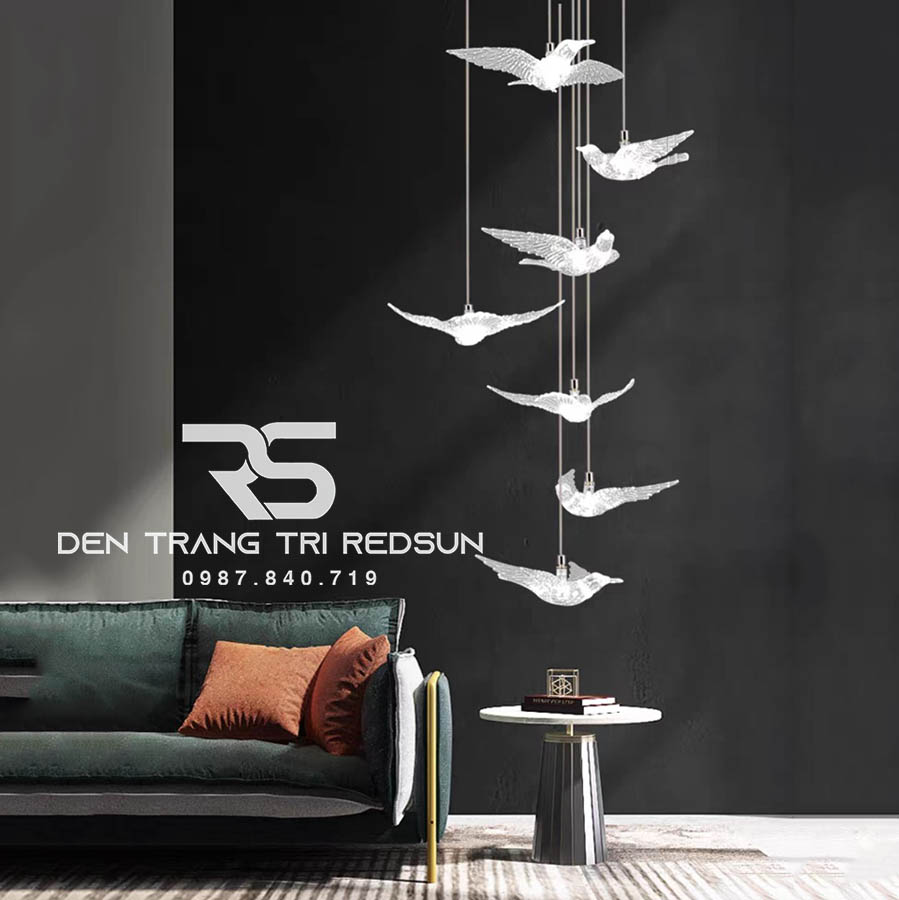 Đèn Thả Trần Chim Bồ Câu Hiện Đại Lắp Thông Tầng Cầu Thang, Phòng Khách, Bàn Ăn HTK034