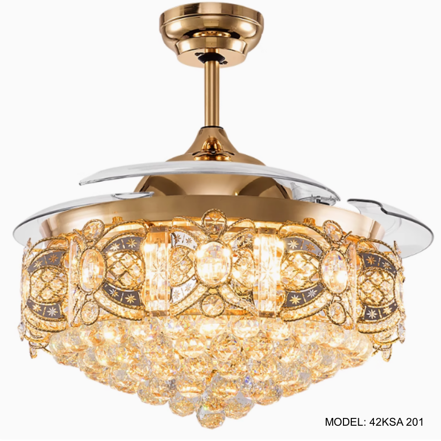 Quạt Trần Đèn Cánh Cụp Xòe Trang Trí Phòng Khách, Phòng Ngủ - 42KSA 201