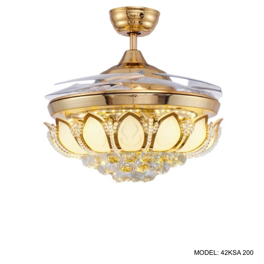 Quạt Trần Đèn Cánh Cụp Xòe Trang Trí Phòng Khách, Phòng Ngủ - 42KSA 200