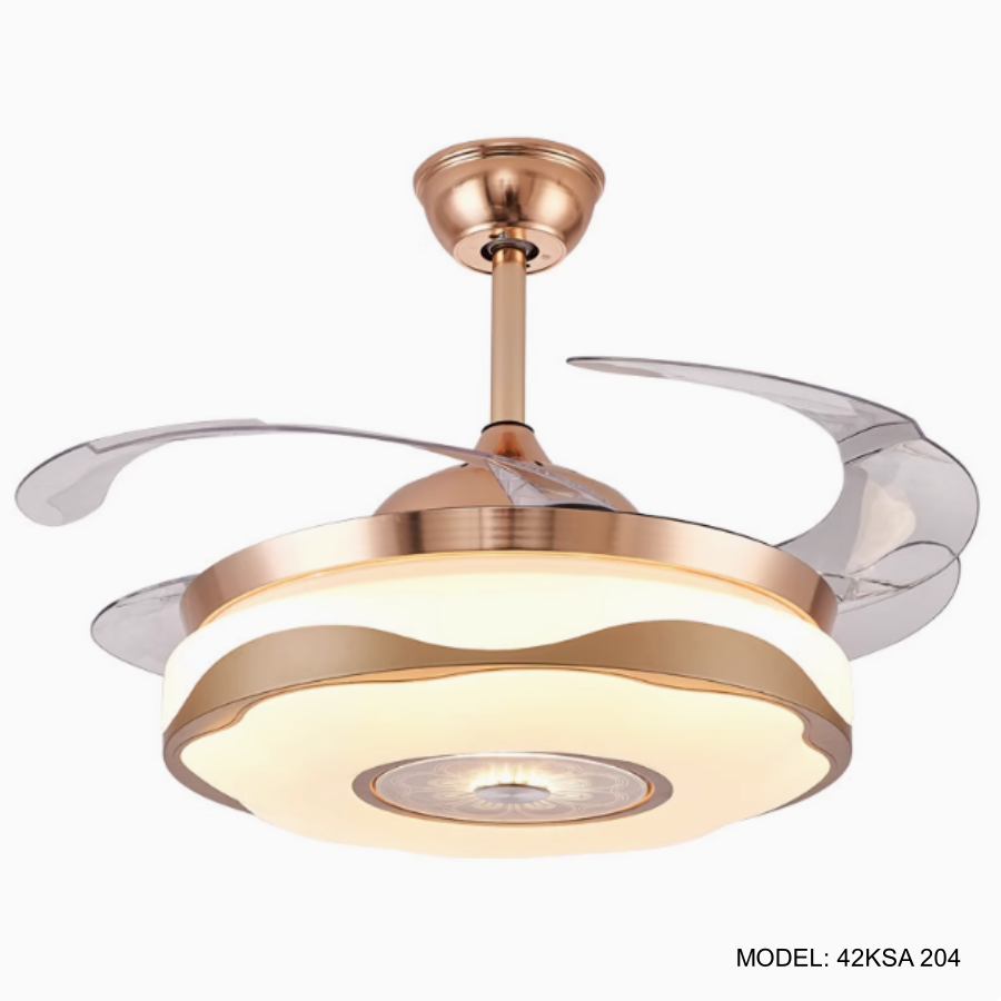 Quạt Trần Đèn Cánh Cụp Xòe Trang Trí Phòng Khách, Phòng Ngủ - 42KSA 204
