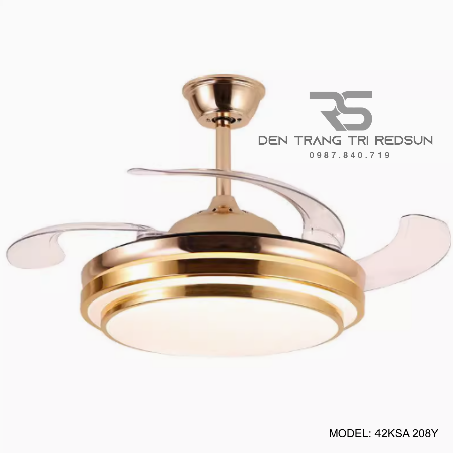 Quạt Trần Đèn Cánh Cụp Xòe Trang Trí Phòng Khách, Phòng Ngủ - 42KSA 208Y