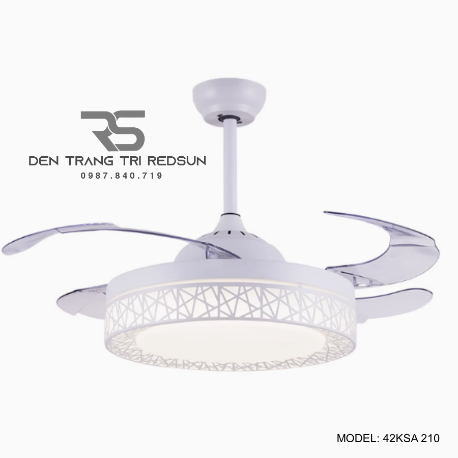 Quạt Trần Đèn Cánh Cụp Xòe Trang Trí Phòng Khách, Phòng Ngủ - 42KSA 210