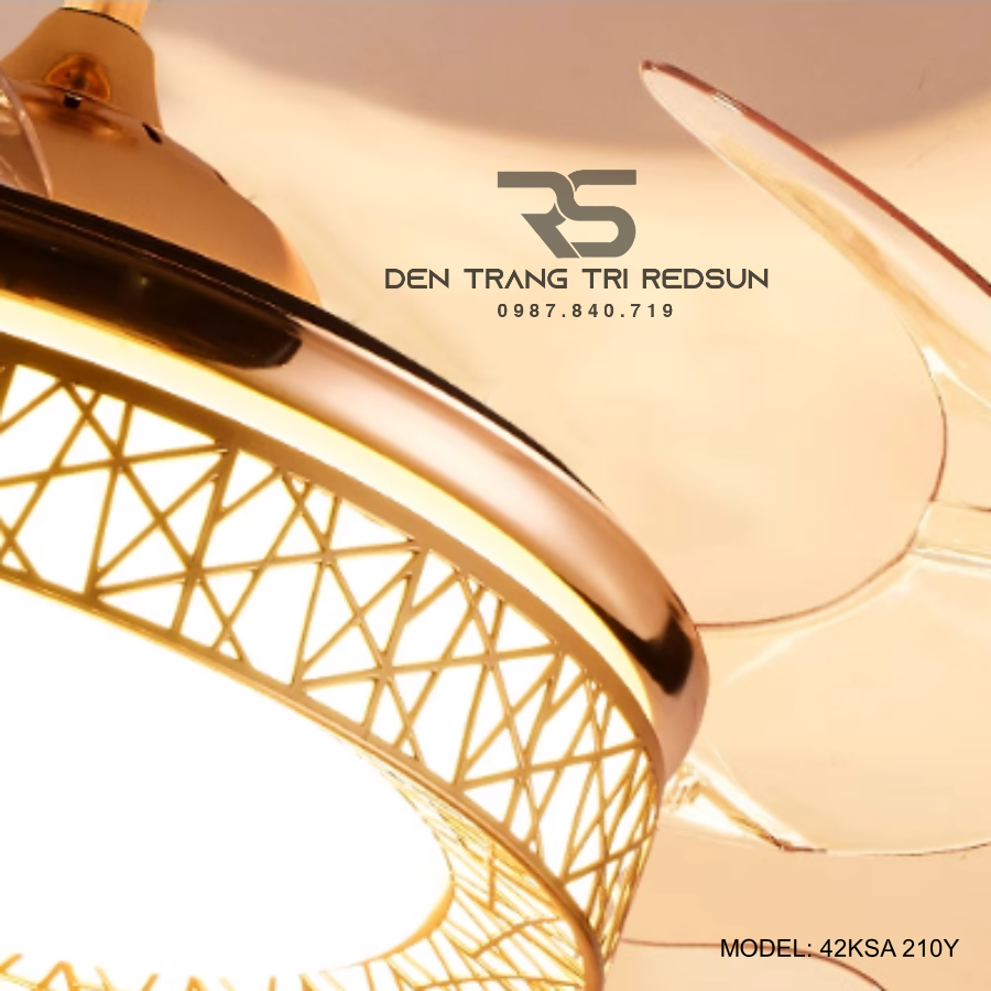 Quạt Trần Đèn Cánh Cụp Xòe Trang Trí Phòng Khách, Phòng Ngủ - 42KSA 210Y