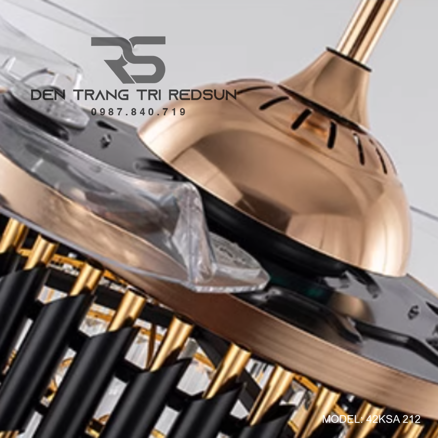 Quạt Trần Đèn Cánh Cụp Xòe Trang Trí Phòng Khách, Phòng Ngủ - 42KSA 212