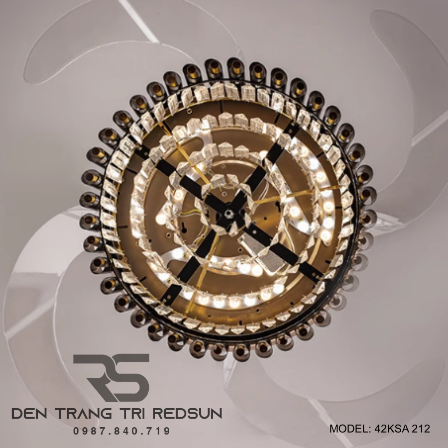 Quạt Trần Đèn Cánh Cụp Xòe Trang Trí Phòng Khách, Phòng Ngủ - 42KSA 212
