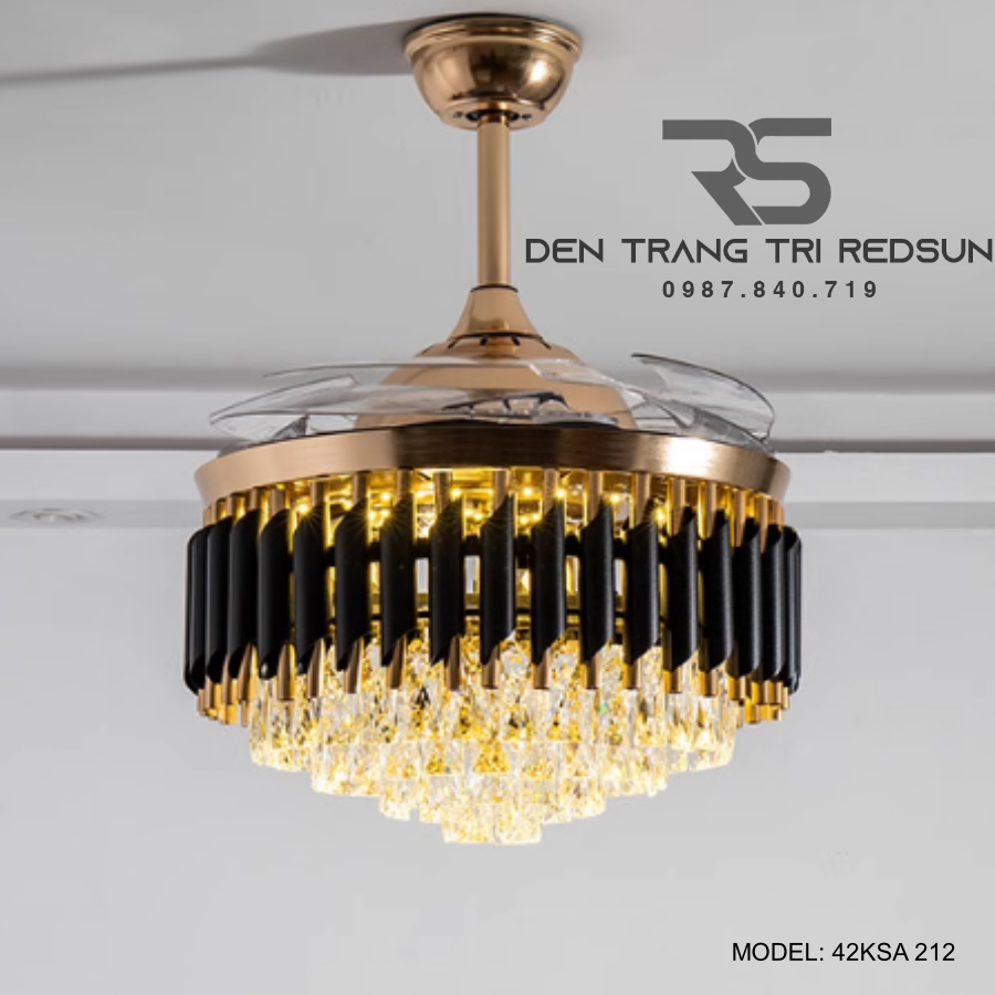 Quạt Trần Đèn Cánh Cụp Xòe Trang Trí Phòng Khách, Phòng Ngủ - 42KSA 212