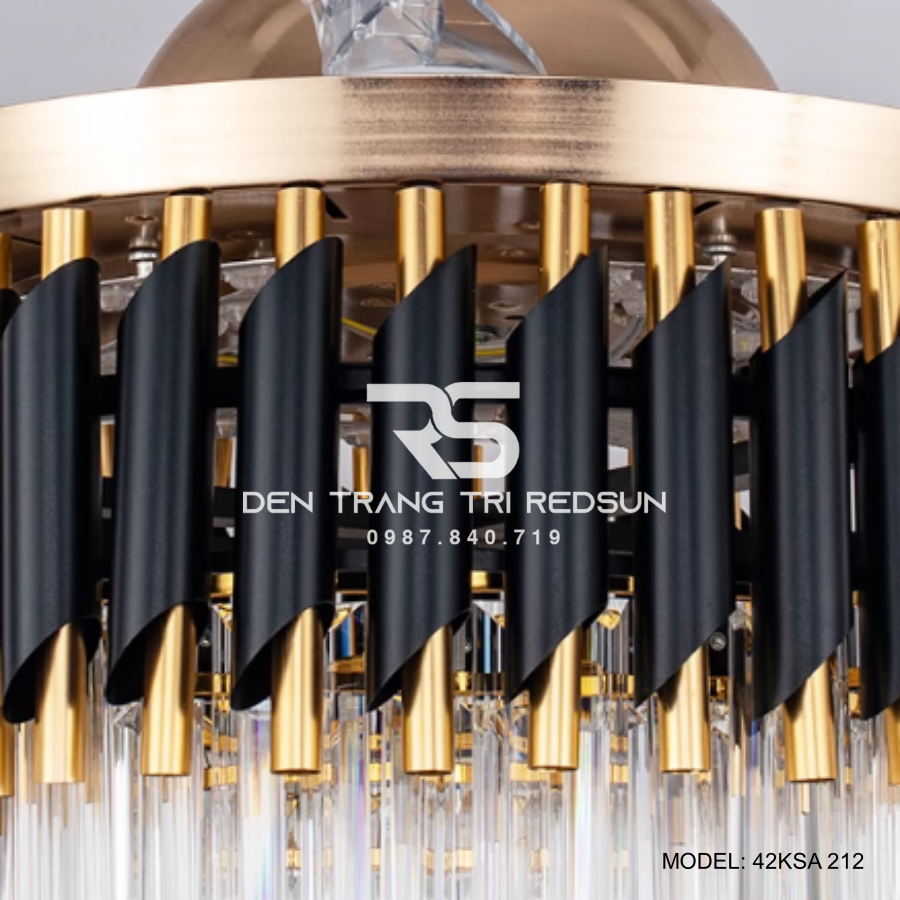Quạt Trần Đèn Cánh Cụp Xòe Trang Trí Phòng Khách, Phòng Ngủ - 42KSA 212