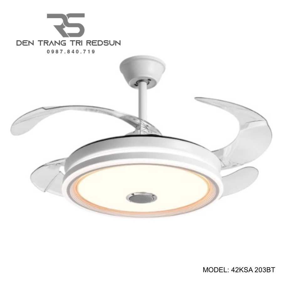 Quạt Trần Đèn Cánh Cụp Xòe Trang Trí Phòng Khách, Phòng Ngủ - 42KSA 203BT