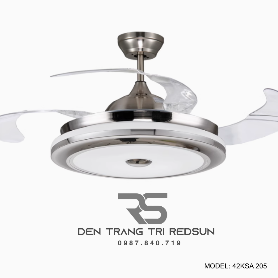 Quạt Trần Đèn Cánh Cụp Xòe Trang Trí Phòng Khách, Phòng Ngủ - 42KSA 205