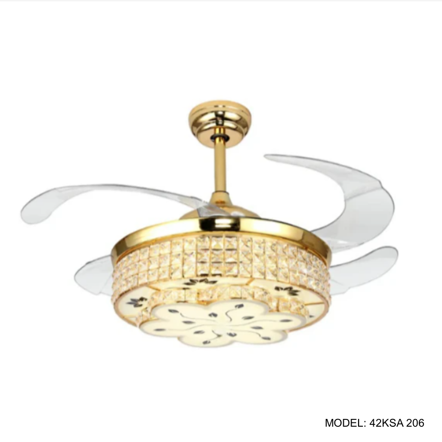 Quạt Trần Đèn Cánh Cụp Xòe Trang Trí Phòng Khách, Phòng Ngủ - 42KSA 206