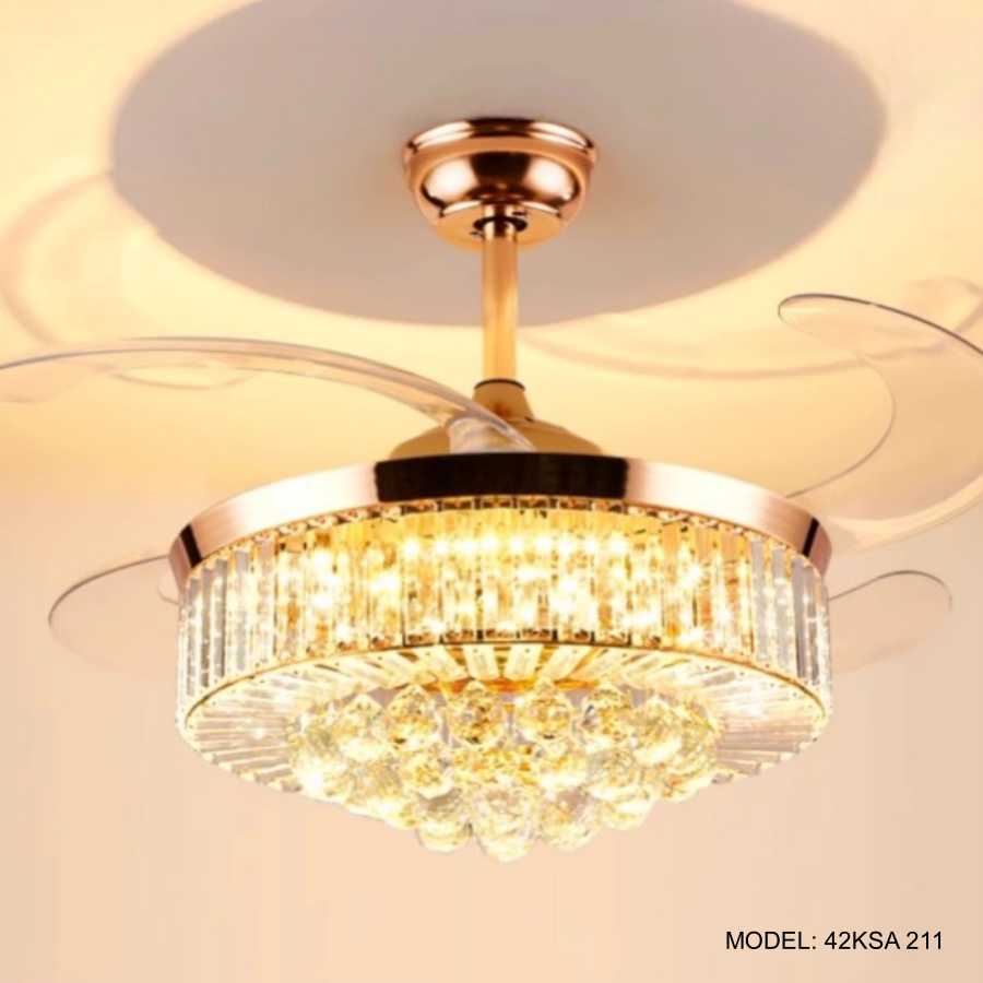 Quạt Trần Đèn Cánh Cụp Xòe Trang Trí Phòng Khách, Phòng Ngủ - 42KSA 211