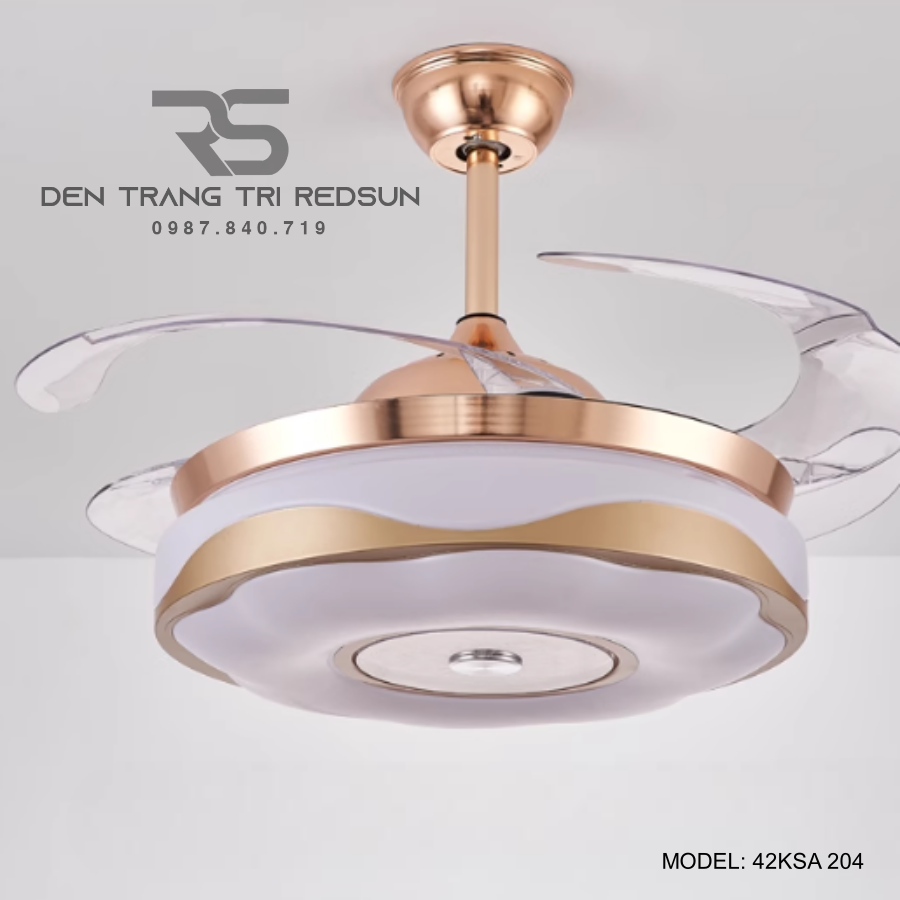 Quạt Trần Đèn Cánh Cụp Xòe Trang Trí Phòng Khách, Phòng Ngủ - 42KSA 204