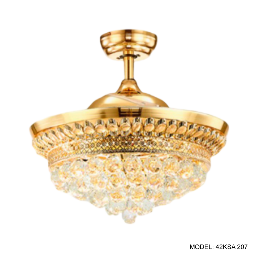Quạt Trần Đèn Cánh Cụp Xòe Trang Trí Phòng Khách, Phòng Ngủ - 42KSA 207