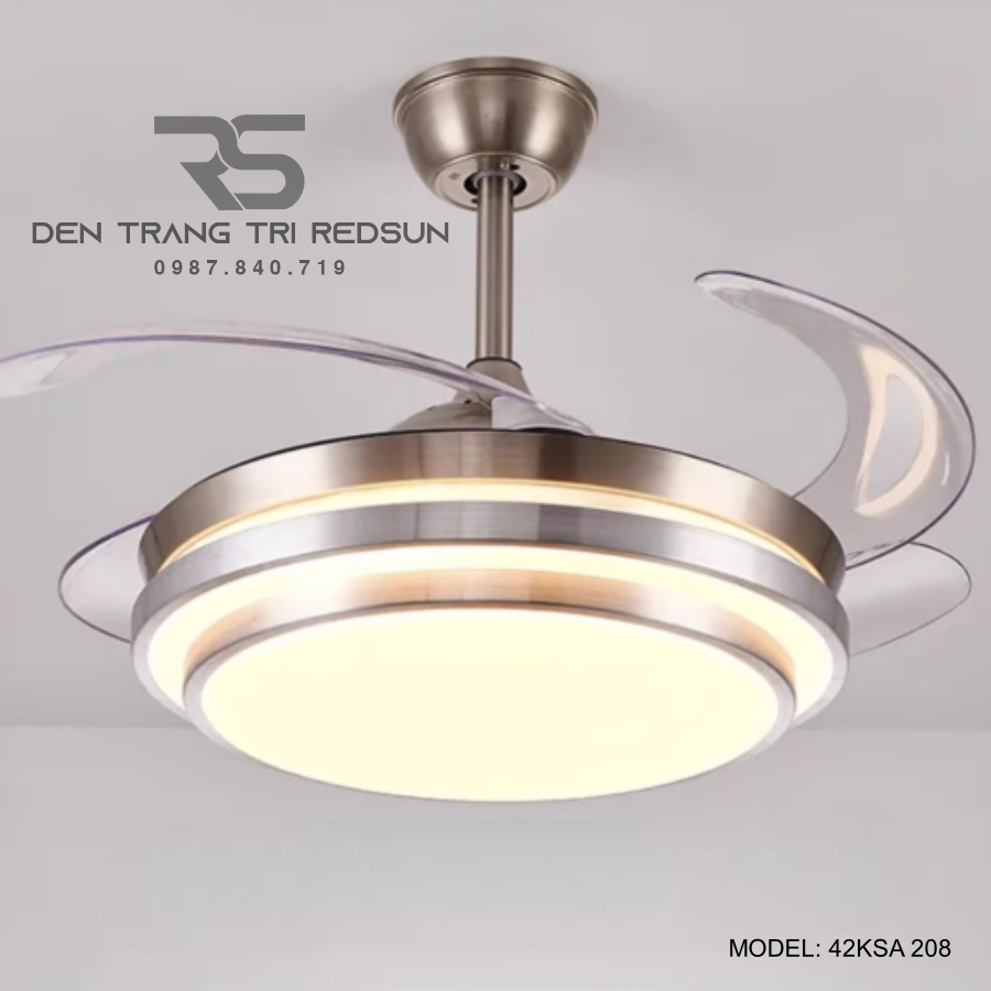 Quạt Trần Đèn Cánh Cụp Xòe Trang Trí Phòng Khách, Phòng Ngủ - 42KSA 208