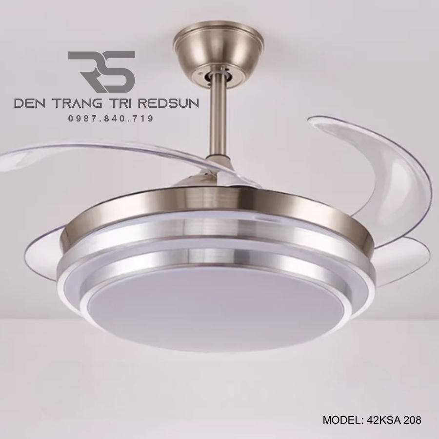 Quạt Trần Đèn Cánh Cụp Xòe Trang Trí Phòng Khách, Phòng Ngủ - 42KSA 208