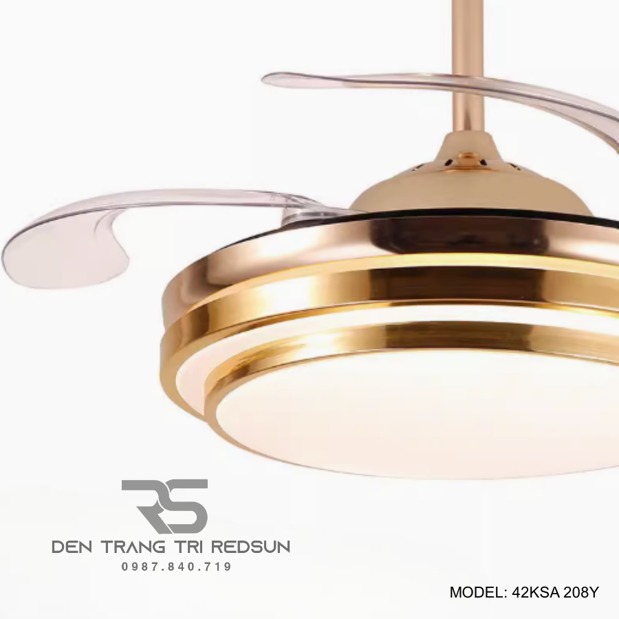 Quạt Trần Đèn Cánh Cụp Xòe Trang Trí Phòng Khách, Phòng Ngủ - 42KSA 208Y