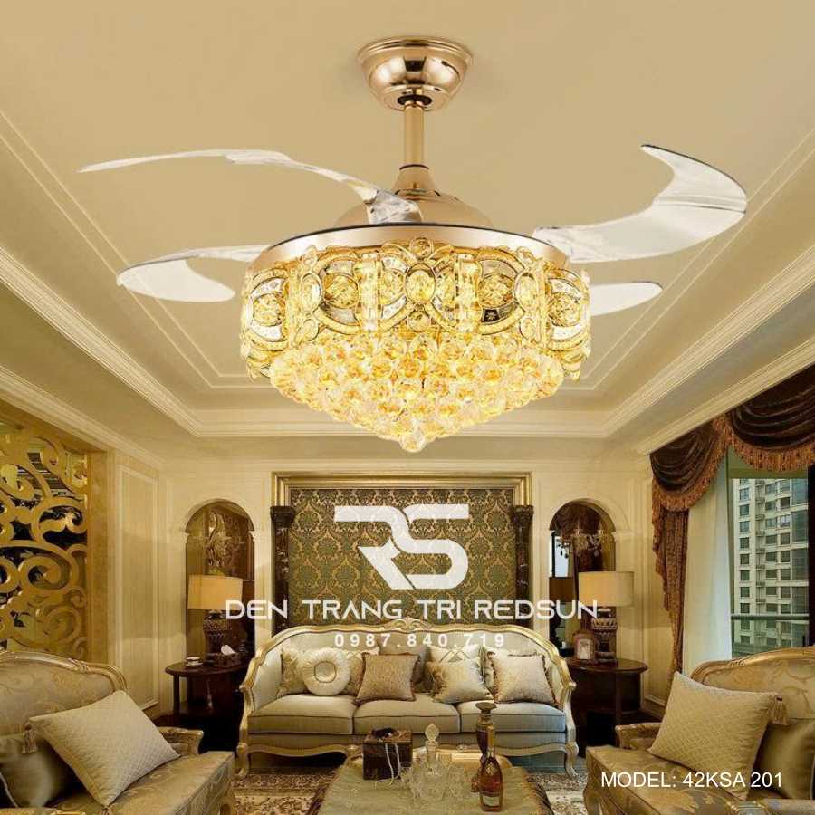 Quạt Trần Đèn Cánh Cụp Xòe Trang Trí Phòng Khách, Phòng Ngủ - 42KSA 201