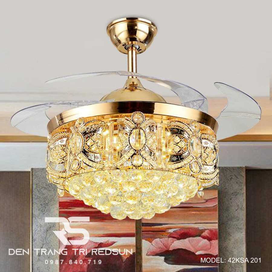 Quạt Trần Đèn Cánh Cụp Xòe Trang Trí Phòng Khách, Phòng Ngủ - 42KSA 201