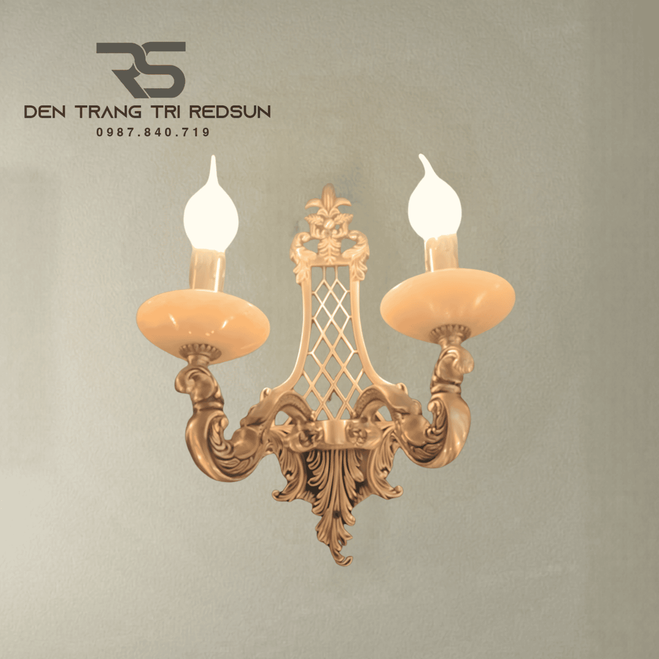 Đèn Tường Nến Chất Liệu Đồng Đá Phong Cách Cổ Điển DT-CA659/2