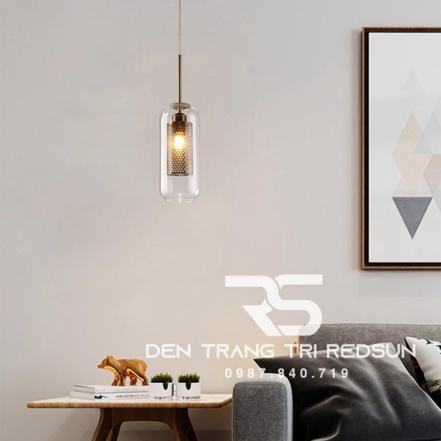 Đèn Thả Trần Hiện Đại Choá Thuỷ Tinh Lõi Hợp Kim Dáng Trụ Phong Cách Bắc Âu CDT-T011