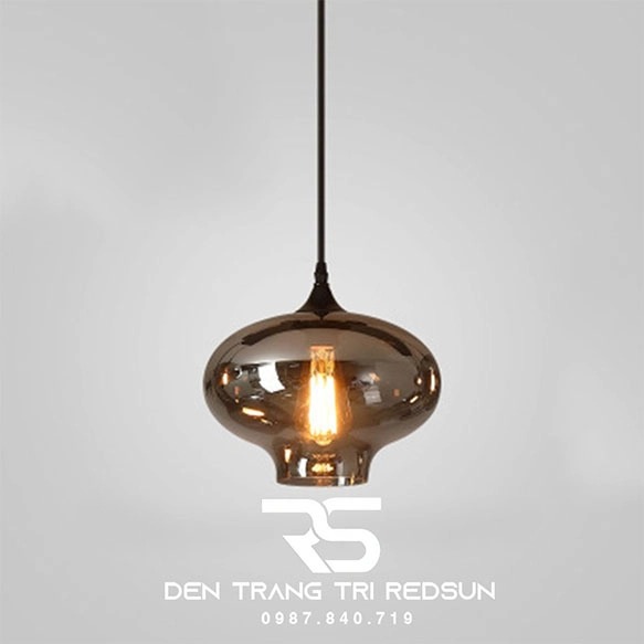 Đèn Thả Trần Hiện Đại Bắc Âu Choá Thuỷ Tinh Đen Khói CDT-L014 Dáng C