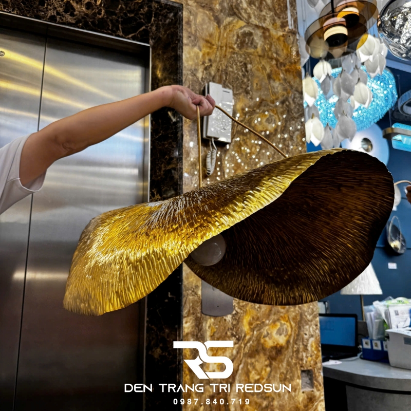 Đèn Thả Trần Hiện Đại Bắc Âu Lá Sen Đồng CDT-T037
