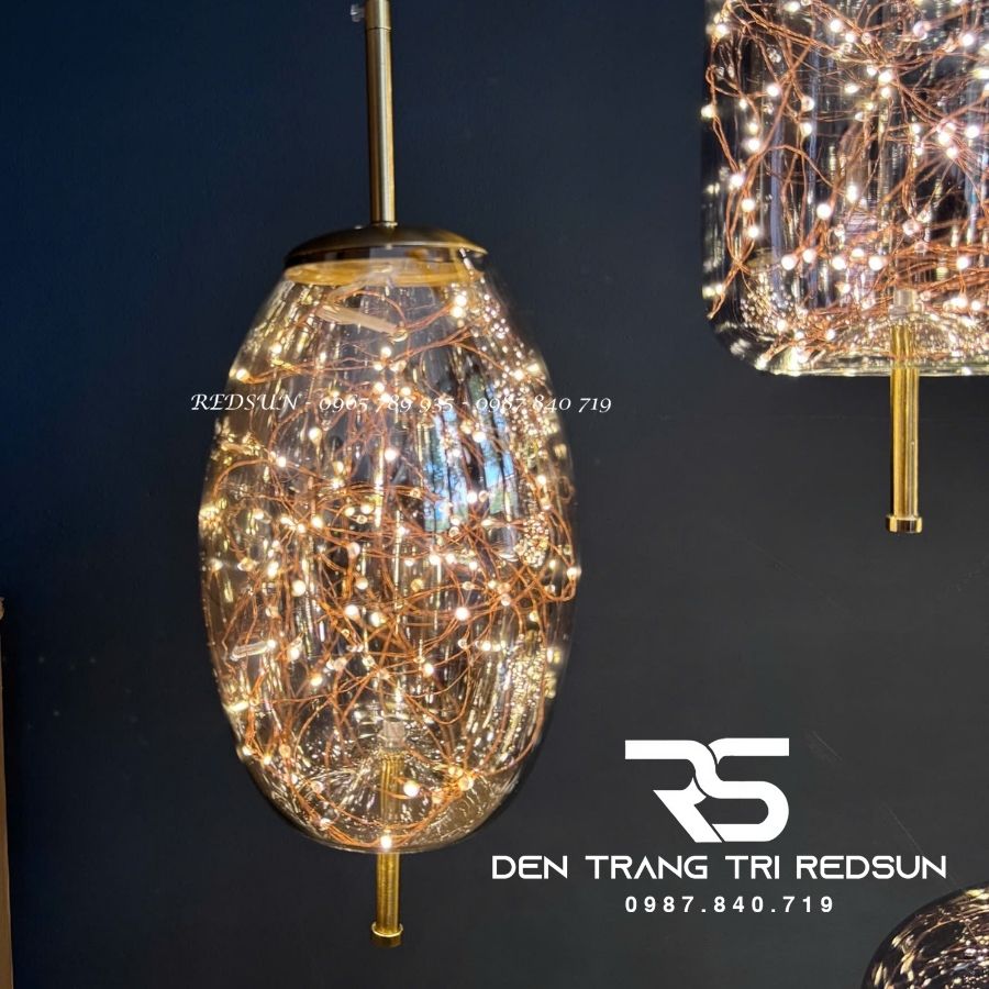 Đèn Thả Bàn Ăn, Bàn Đảo Hiện Đại Phong Cách Bắc Âu Chao Thủy Tinh Bầu Trời Sao CDT-T071