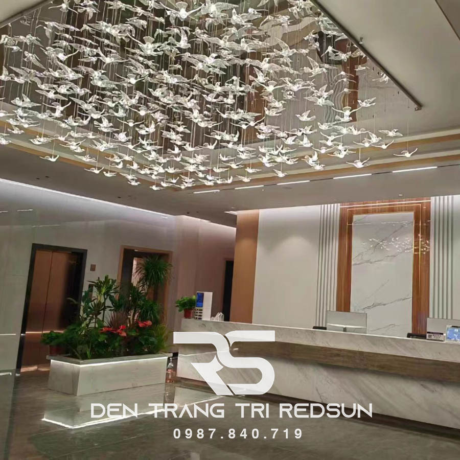 Đèn Thả Trần Chim Bồ Câu Hiện Đại Lắp Thông Tầng Cầu Thang, Phòng Khách, Bàn Ăn HTK034