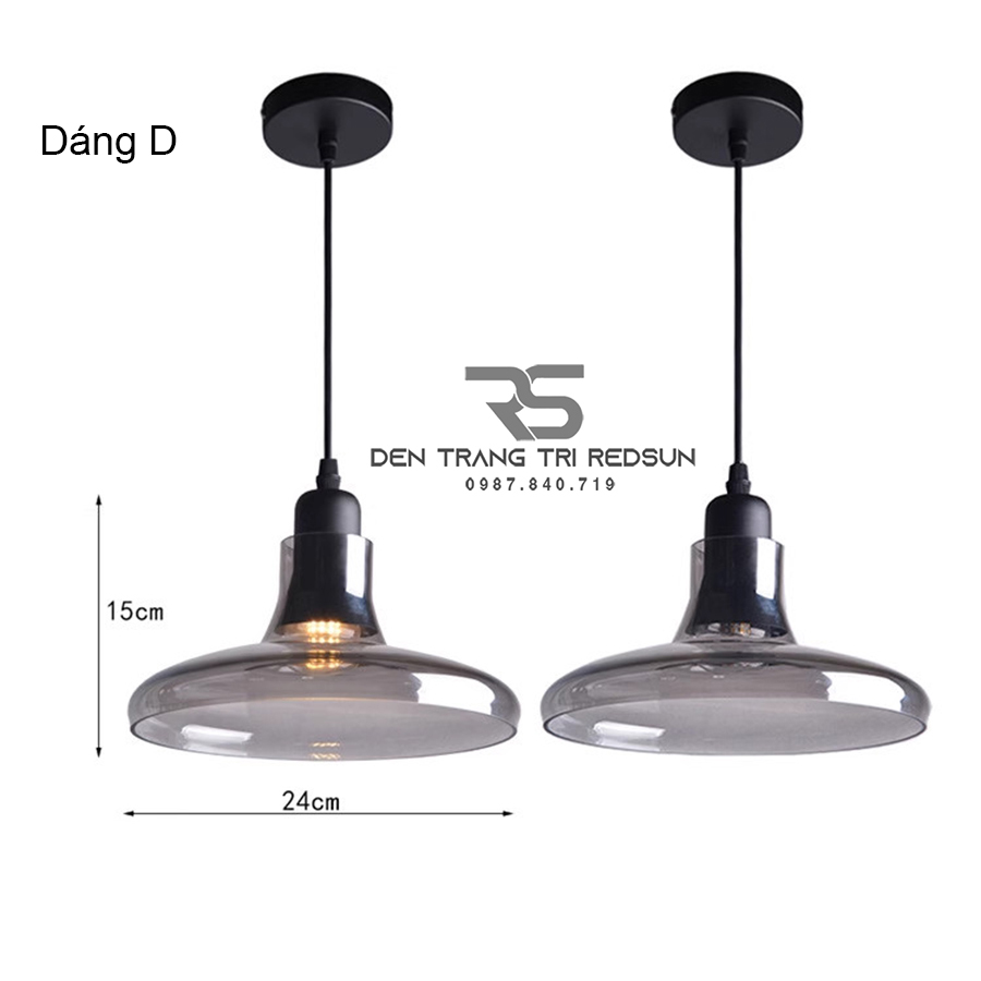 Đèn Thả Bàn Ăn Hiện Đại Bắc Âu Choá Thuỷ Tinh Đen Khói CDT-L017