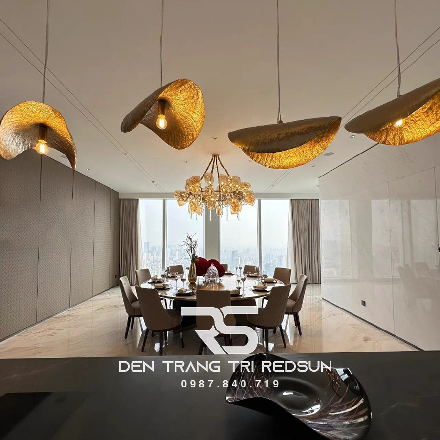 Đèn Thả Trần Hiện Đại Bắc Âu Lá Sen Đồng CDT-T037