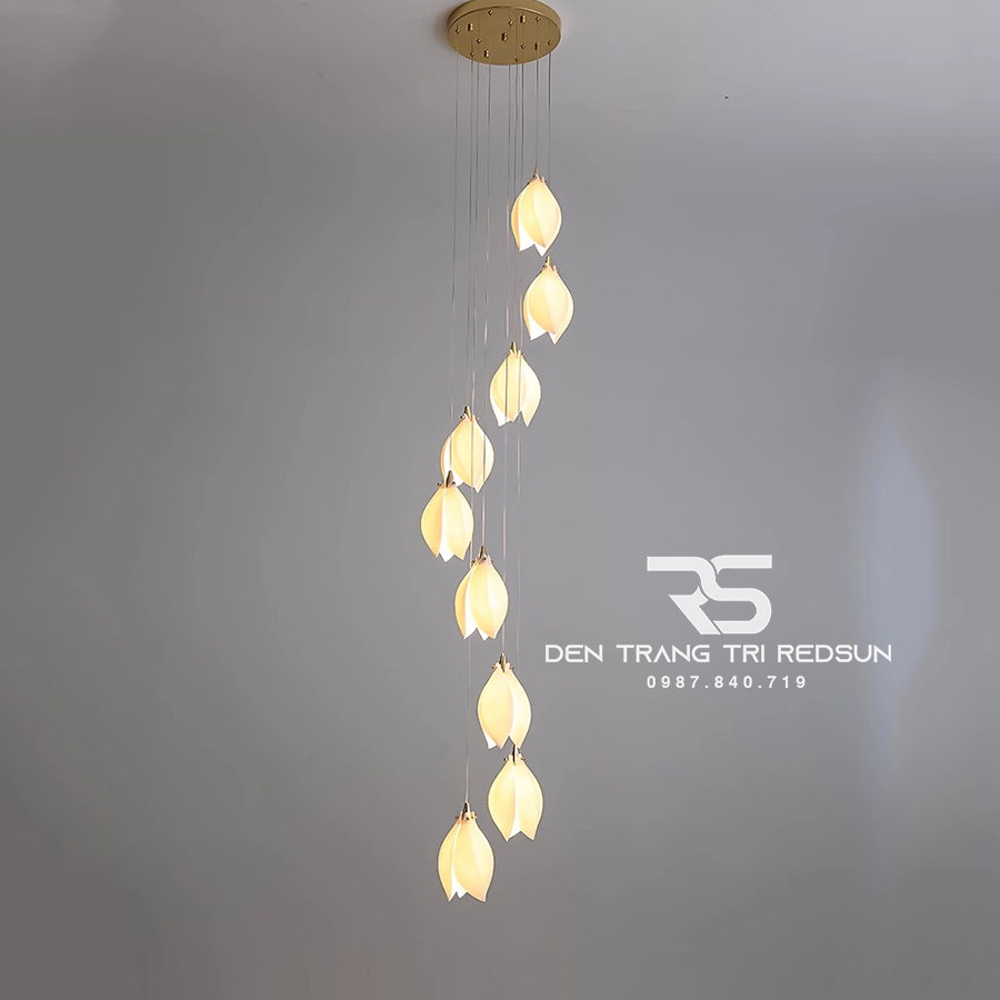 Đèn Thả Phong Cách Hiện Đại Hoa Mộc Lan Lắp Phòng Khách, Sảnh Chờ, Cầu Thang Thông Tầng HTK052